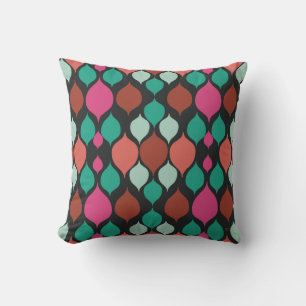 Coussin Mi-siècle moderne noir géométrique