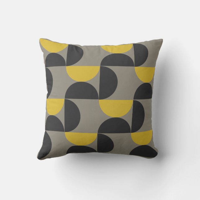 Coussin Mi-siècle Moderne turmerique et gris-métal (Verso)