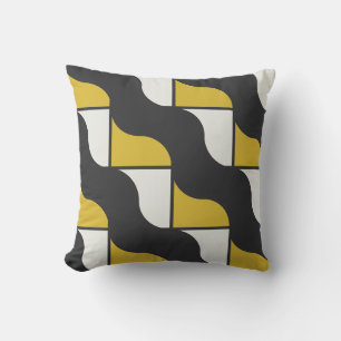 Coussin Mi-siècle Moderne turmerique et gris-métal