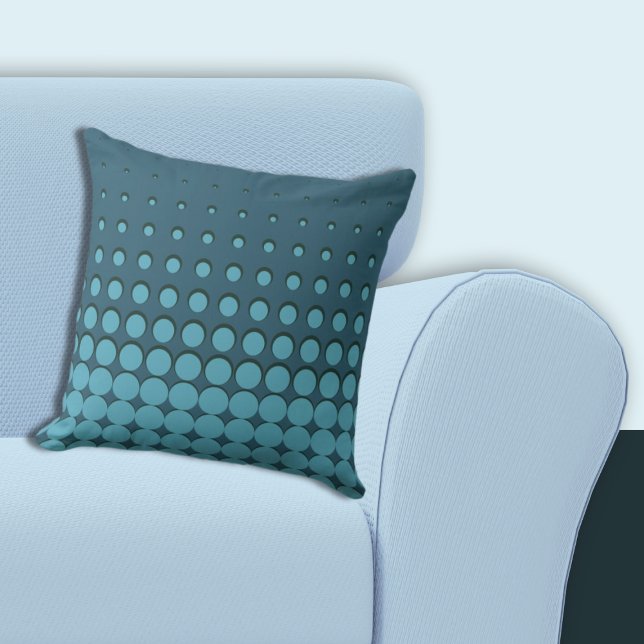 Coussin Mi-tons bleus modernes (Modern Blue Ascending Halftones Throw Pillow)