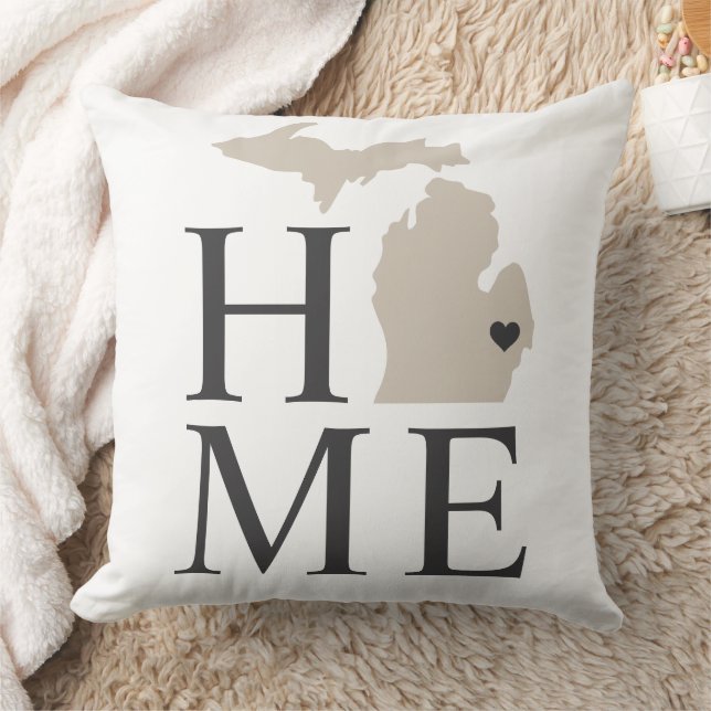 Coussin Michigan Accueil Beige et gris Personnalisé City H (Couverture)