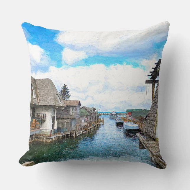 Coussin Michigan Fish Town Painting (Recto)