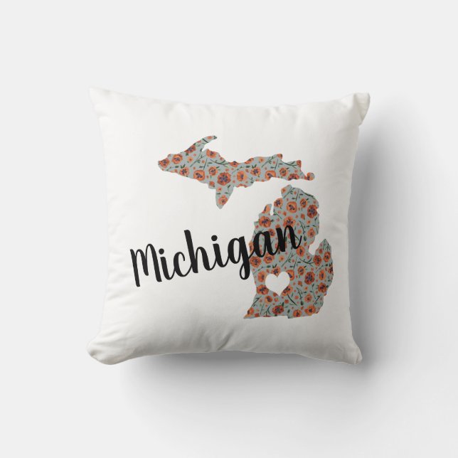 Coussin Michigan L'État Mitten Avec Le Modèle Floral (Recto)