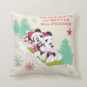 Coussin Mickey et Minnie classiques   Neige