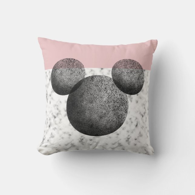 Coussin Mickey Icon | Rose et marbre (Recto)