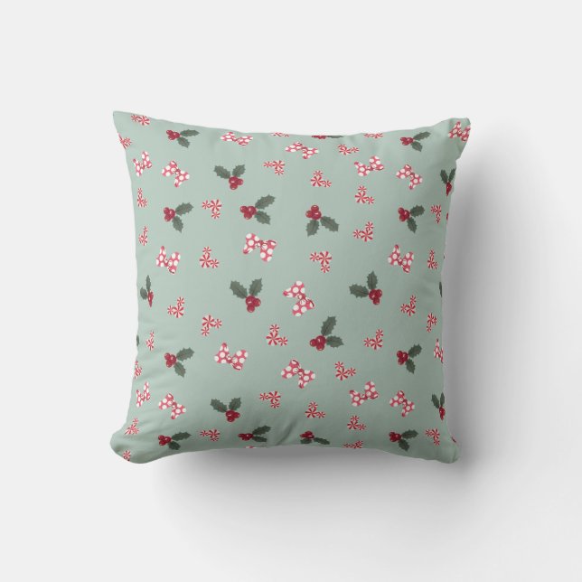 Coussin Mickey & Minnie | Christmas Holly Motif (Recto)