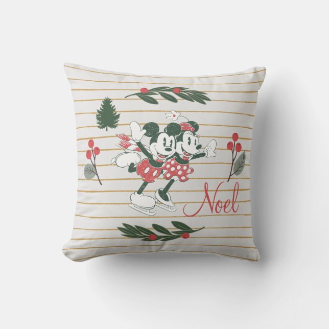 Coussin Mickey & Minnie | Noel de patinage de Noël (Recto)