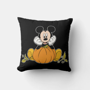 Coussin Mickey Mouse assis sur une citrouille