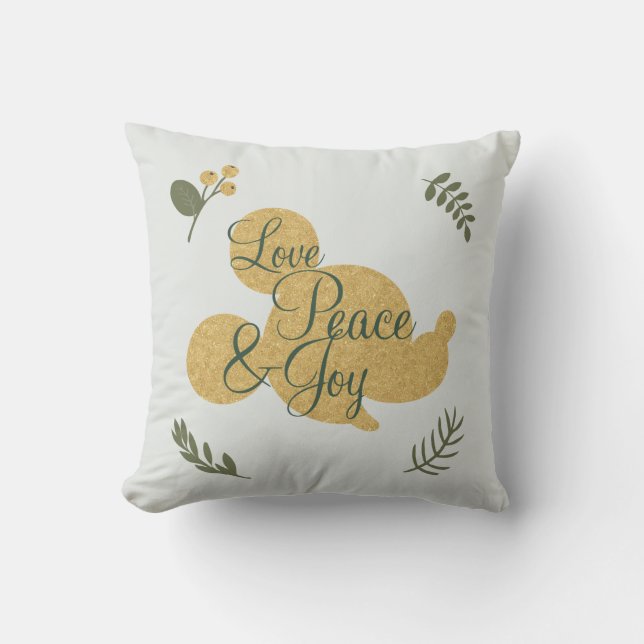 Coussin Mickey Mouse | Christmas Love, Peace & Joy (Recto)