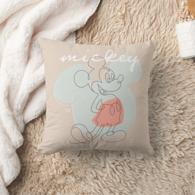 Coussin Mickey Mouse Continuous Line Graphic (Couverture)