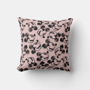 Coussin Mickey Mouse Head   Pink Sketch Pattern