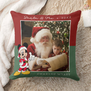 Coussin Mickey Mouse Noël Photo personnalisée Père Noël