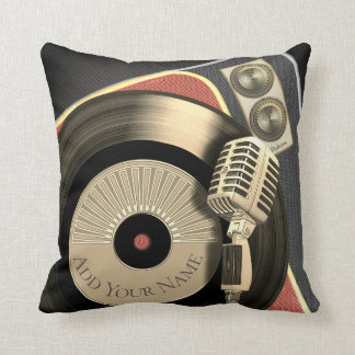 Coussin Microphone vintage et disque vinyle de rétro