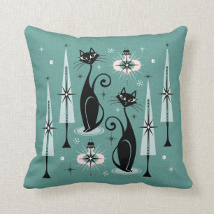 Coussin Mid Century Atomic Kitty Noël ©studioxtine