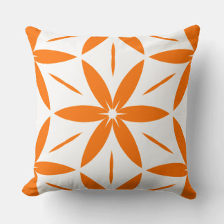Coussin Mid-Century Modern Orange Geometric Floral