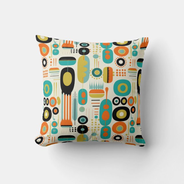 Coussin Mid Century Modern Pattern Colorful RETRO  (Recto)
