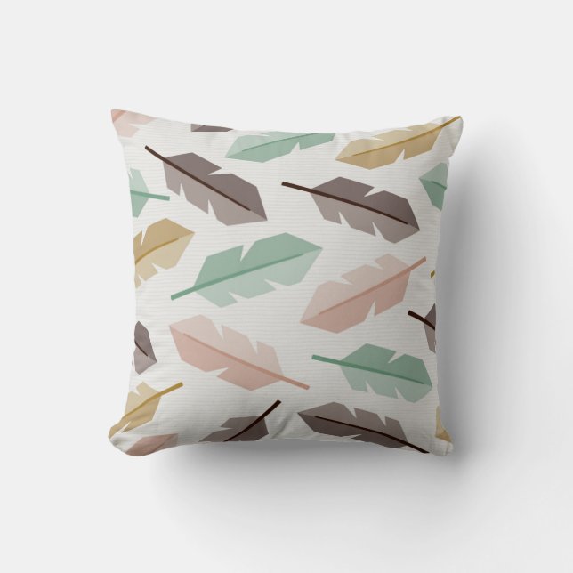Coussin Mid-Century Modern Retro Feathers Throw Pillow (Recto)