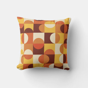 Coussin Mid Century Moderne demi cercles jaune et orange