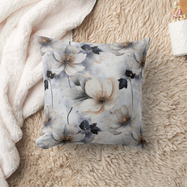 Coussin Midnight Bloom Floral Duvet Cover – Elegant  (Couverture)