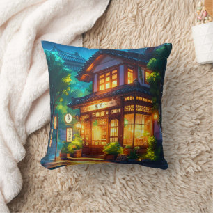 Coussin Midnight Matcha – Café Japonais Cozy Lofi