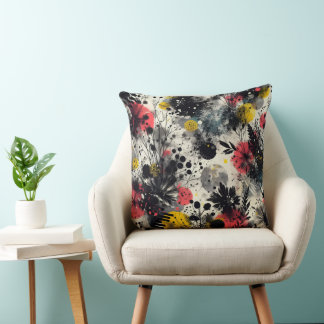 Coussin Midnight Meadow Abstract Throw Pillow