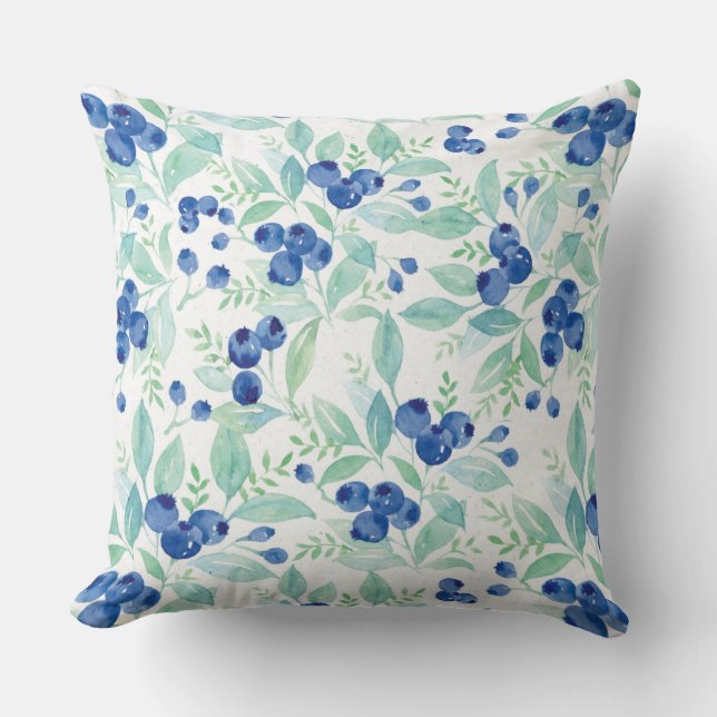 Coussin Midsummer Rustic Blueberry Berry Motif d'été (Recto)