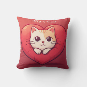 Coussin Mignon Chat Blanc avec Design Kawaii Kitty Love