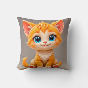 Coussin Mignon Chat Orange Dessin Animé Style Cozy 🐱