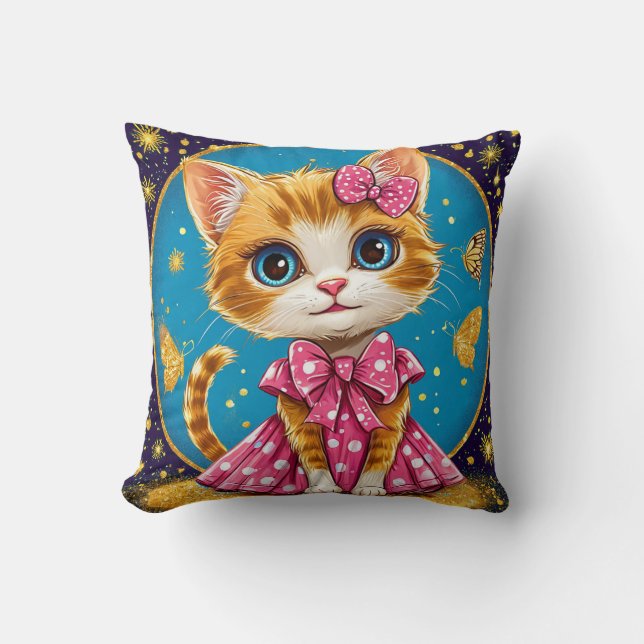 Coussin Mignon chaton de dessin animé (Recto)