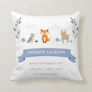 Coussin mignon de faire-part de bébé d'animaux de