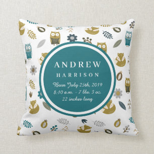 Coussin mignon de faire-part de bébé d'animaux de