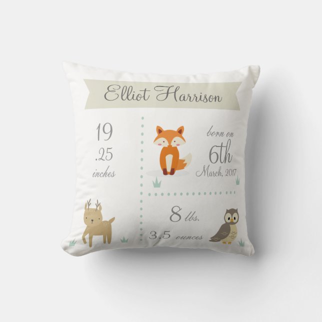 Coussin mignon de faire-part de bébé d'animaux de (Recto)