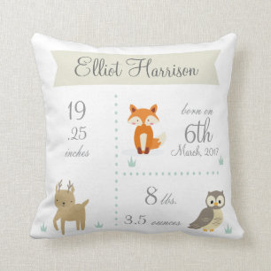 Coussin mignon de faire-part de bébé d'animaux de