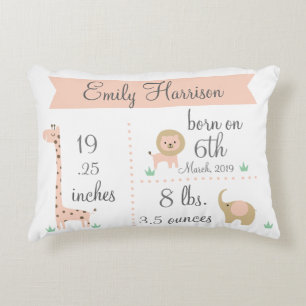 Coussin mignon de faire-part de bébé d'animaux de