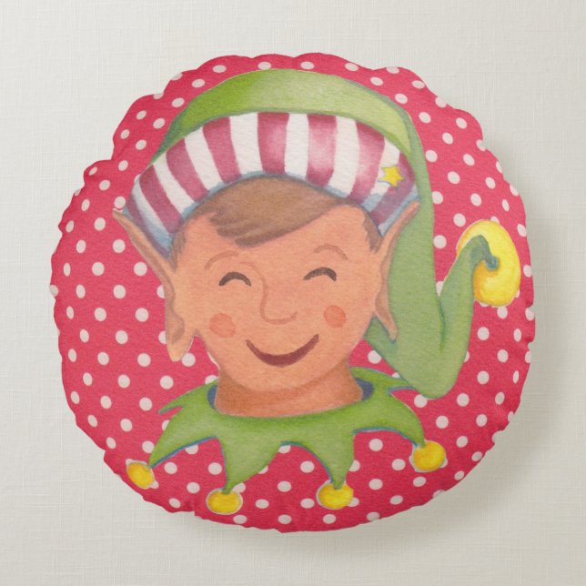 Coussin mignon de Noël d'Elf de garçon (Devant)