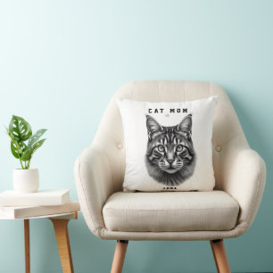 Coussin Mignon Design Simple Personnalisé Maman Chat Chato