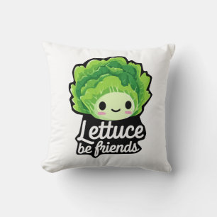 Coussin Mignon Laitue Kawaii – “Soyons amis avec la laitue