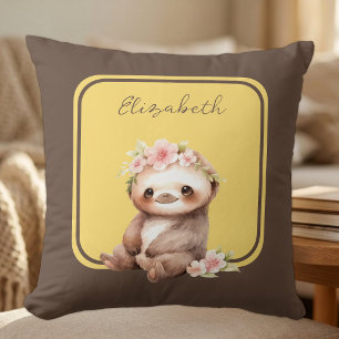 Coussin Mignon paresseux ajouter nom pois jaunes