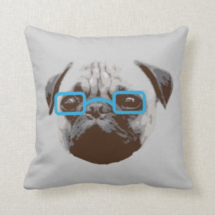 Coussin Mignon petit bouledogue hipster avec des lunettes