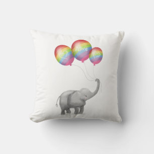 Coussin mignon pour bébé éléphant (arc-en-ciel)