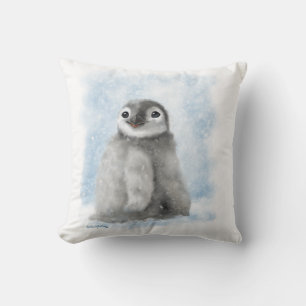 Coussin 	Mignon poussin de pingouin dans le dessin animé d