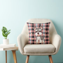 Mignon Schnauzer Kawaii Chien Plaid Rose Buffalo