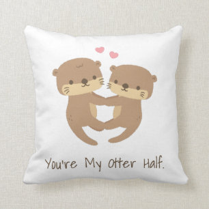 Coussin Mignon Tu es mon autre moitié de loutre, Couple de
