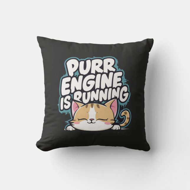 Coussin Mignonne chat endormi en purant "moteur est en cou (Recto)