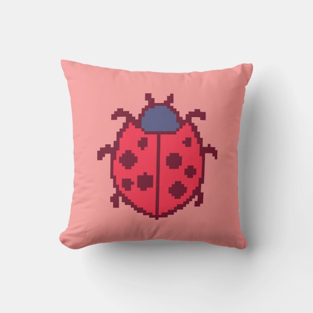 Coussin Mignonne coccinelle insecte pixelisé  (Recto)