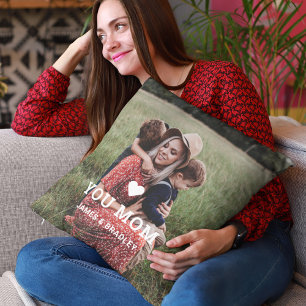 Coussin Mignonne COEUR T'AIME MÈRE Fête des Mères Photo
