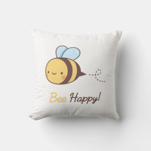 Coussin Mignonne décoration de chambre avec abeille heureu