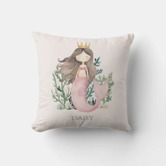 Coussin Mignonne et amusante Sirène Rose pour Enfant