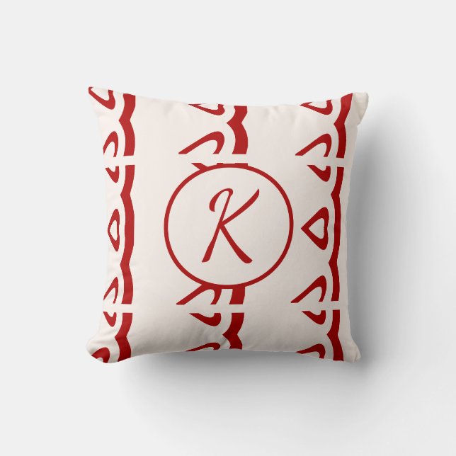 Coussin Mignonne fille rouge Monogramme initial (Recto)