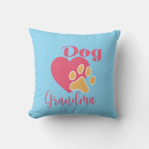 Coussin Mignonne grand-mère chien cœur rose empreinte de p